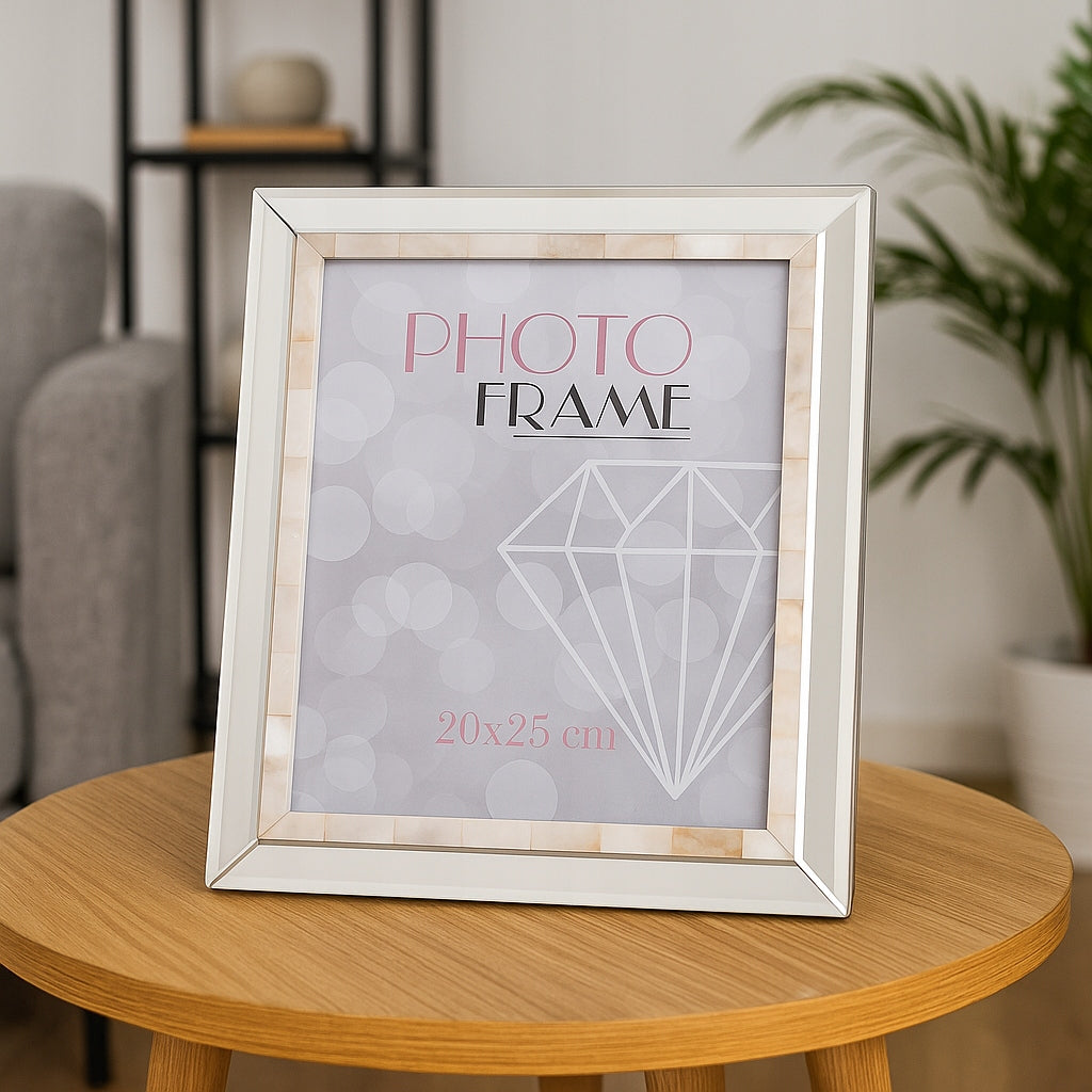 Ramka na zdjęcie 25 x 20 cm glamour srebrna lustrzana