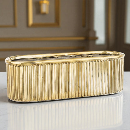 Osłonka 28 cm ceramika odcienie żółtego i złota