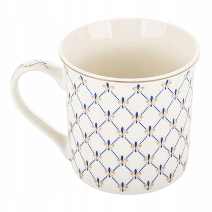 Kubek Porcelanowy w Ozdobnym Pudełku niebieski biały na prezent 380 ml