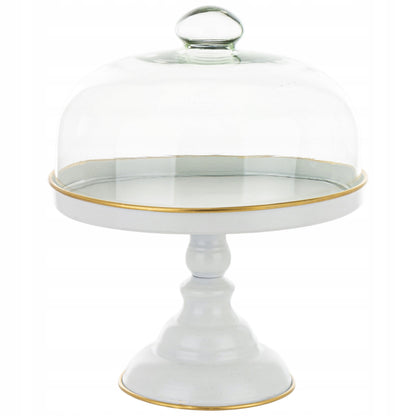 Elegancka patera dekoracyjna metal ze szkłem glamour 31x25,5x25,5 cm