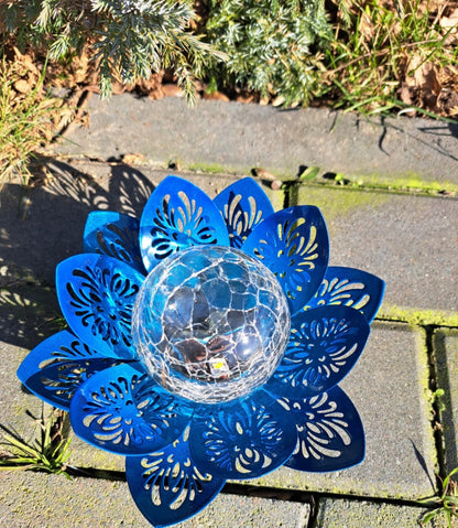 Lampa SOLARNA -kwiat LOTOSU, kolor niebieski Lampion latarenka