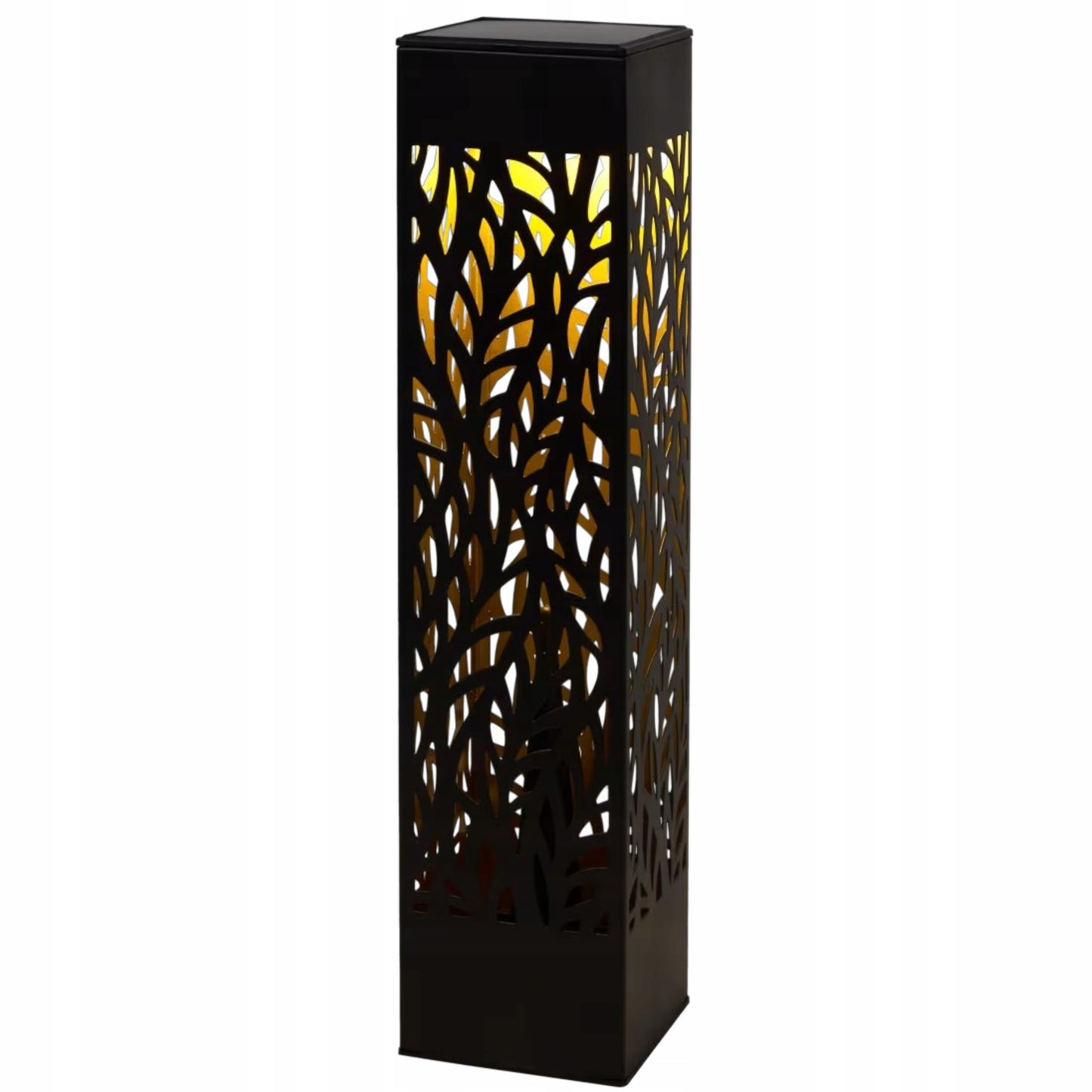 Lampa solarna ogrodowa czarna 53 cm ciepłe światło LED dekoracyjna słupek