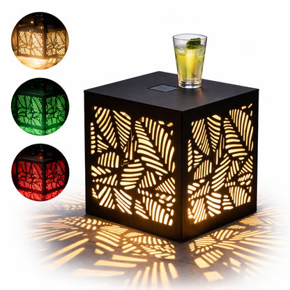Stolik solarny metalowy ogrodowy balkonowy na taras LED lampa solarna