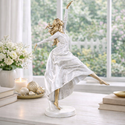 Figurka baletnica kobieta w białej sukni elegancka ozdoba dekoracja 47cm