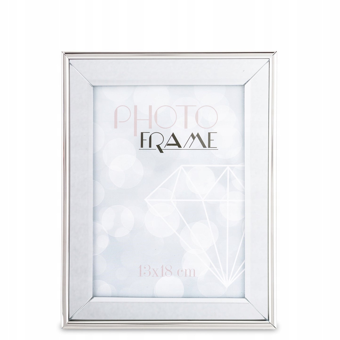 srebrna ramka na zdjęcie 13x18 lustrzana glamour stawiana zawieszana