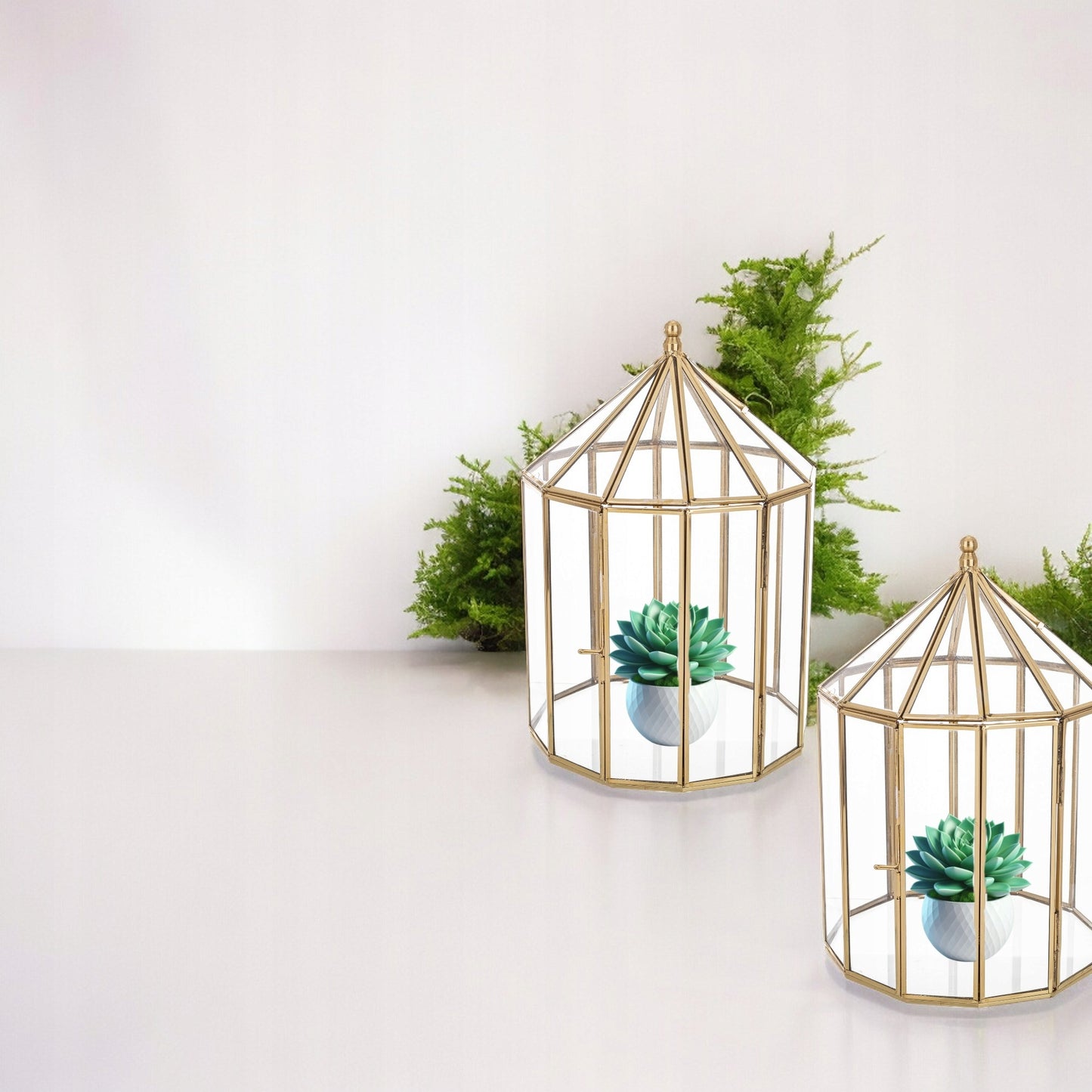 lampion szklarenka kopuła klatka geometryczna mini ogród na sukulenty