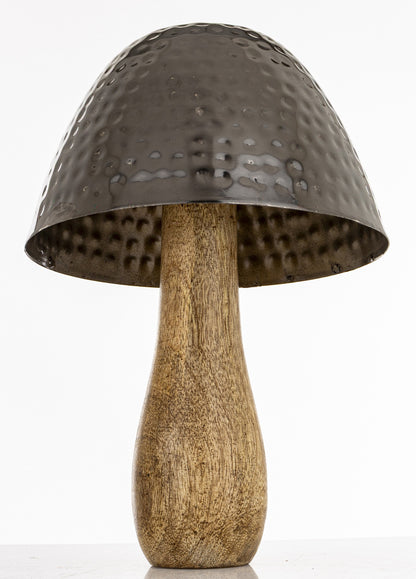 Figurka dekoracyjna grzyb drewniano-metalowa brązowo-złota 25x16x16 cm