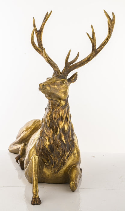 Figurka świąteczna renifer złoty tworzywo sztuczne 50x52x19 cm Antique