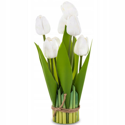 bukiet tulipanów białych 28cm stojący jak żywe silikonowe piankowe tulipan