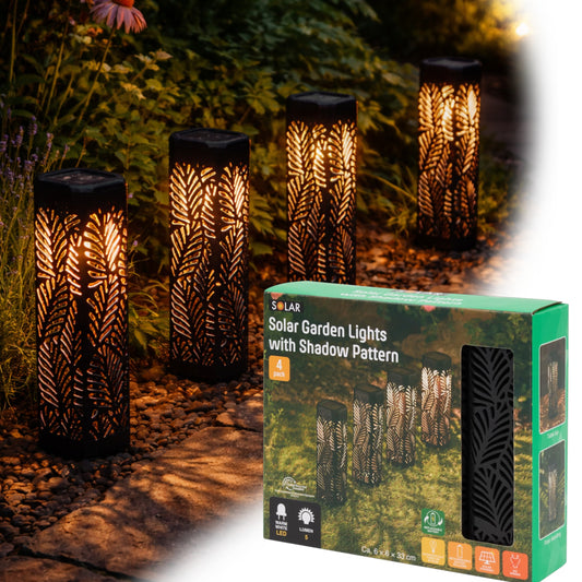 komplet 4 szt LAMPY LAMPA SOLARNE LED CZARNA DO OGRODU Ażurowy wzór