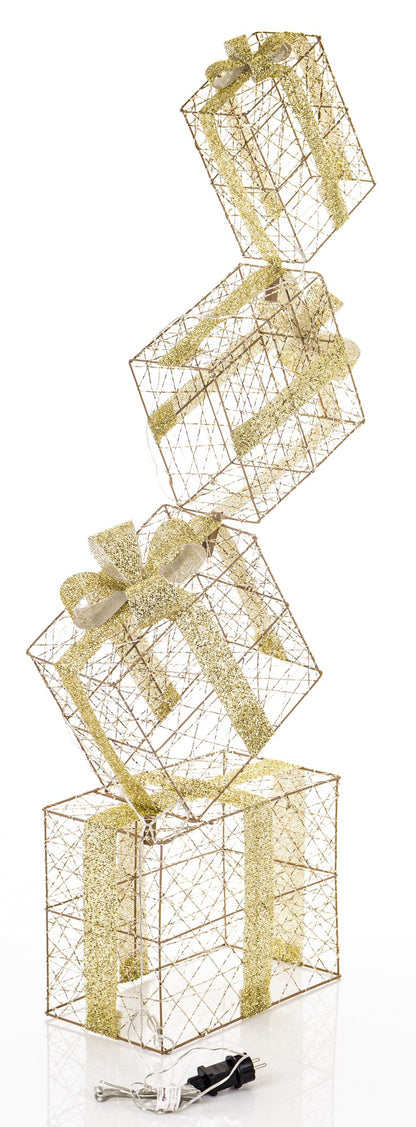 Ozdoba Prezent Led złoty, czerwony 128x44x20,5 dł. kabla 290cm cm