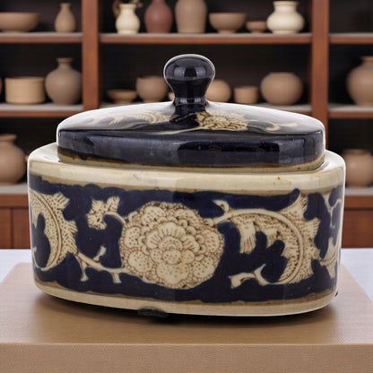 Pojemnik ceramiczny z pokrywką pudełko szkatułka dekoracja