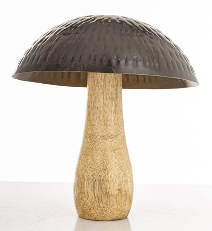 Figurka dekoracyjna grzyb drewniano-metalowa brązowo-złota 16x14x14 cm