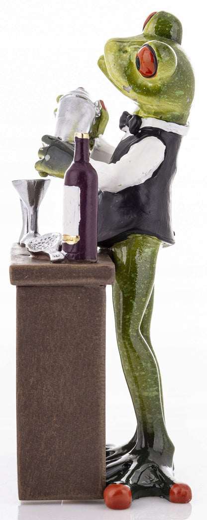 Ozdobna Figurka żabka Żaba Barman z shakerem do drinków