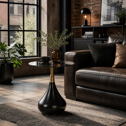 Stolik kawowy okrągły 54cm szklany loft design