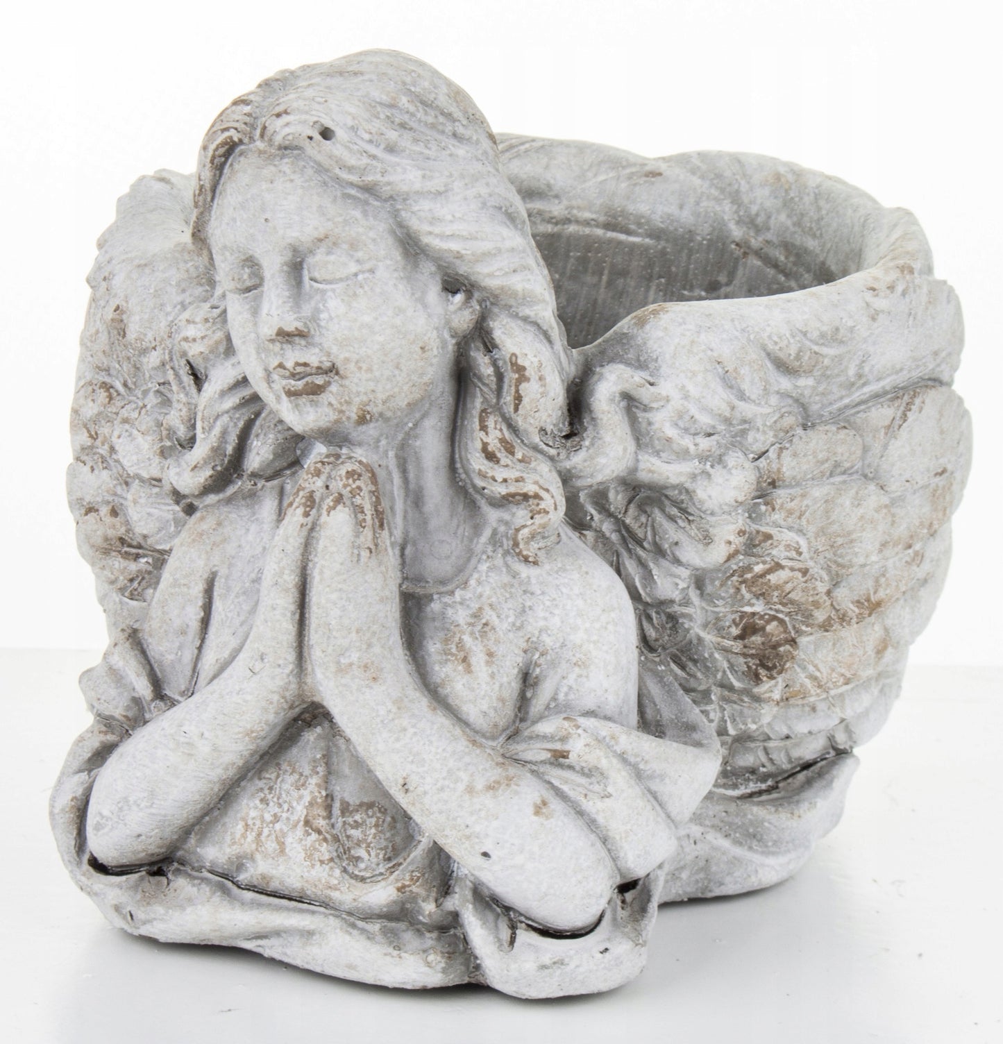 Osłonka betonowa doniczka Aniol szara 13x13x16cm
