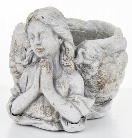 Osłonka betonowa doniczka Aniol szara 13x13x16cm