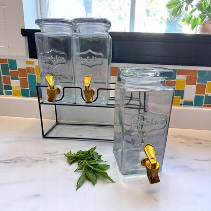 Komplet słoików z kranikiem 3x1,5L dozownik dystrybutor do lemoniady, soku