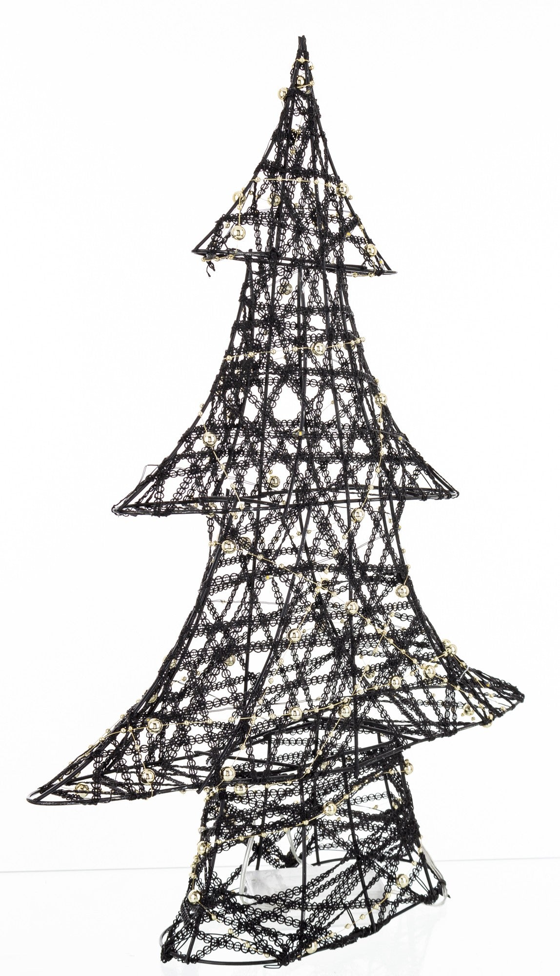 Ozdoba choinka LED z tworzywa czarno-złota 49x38x10 cm