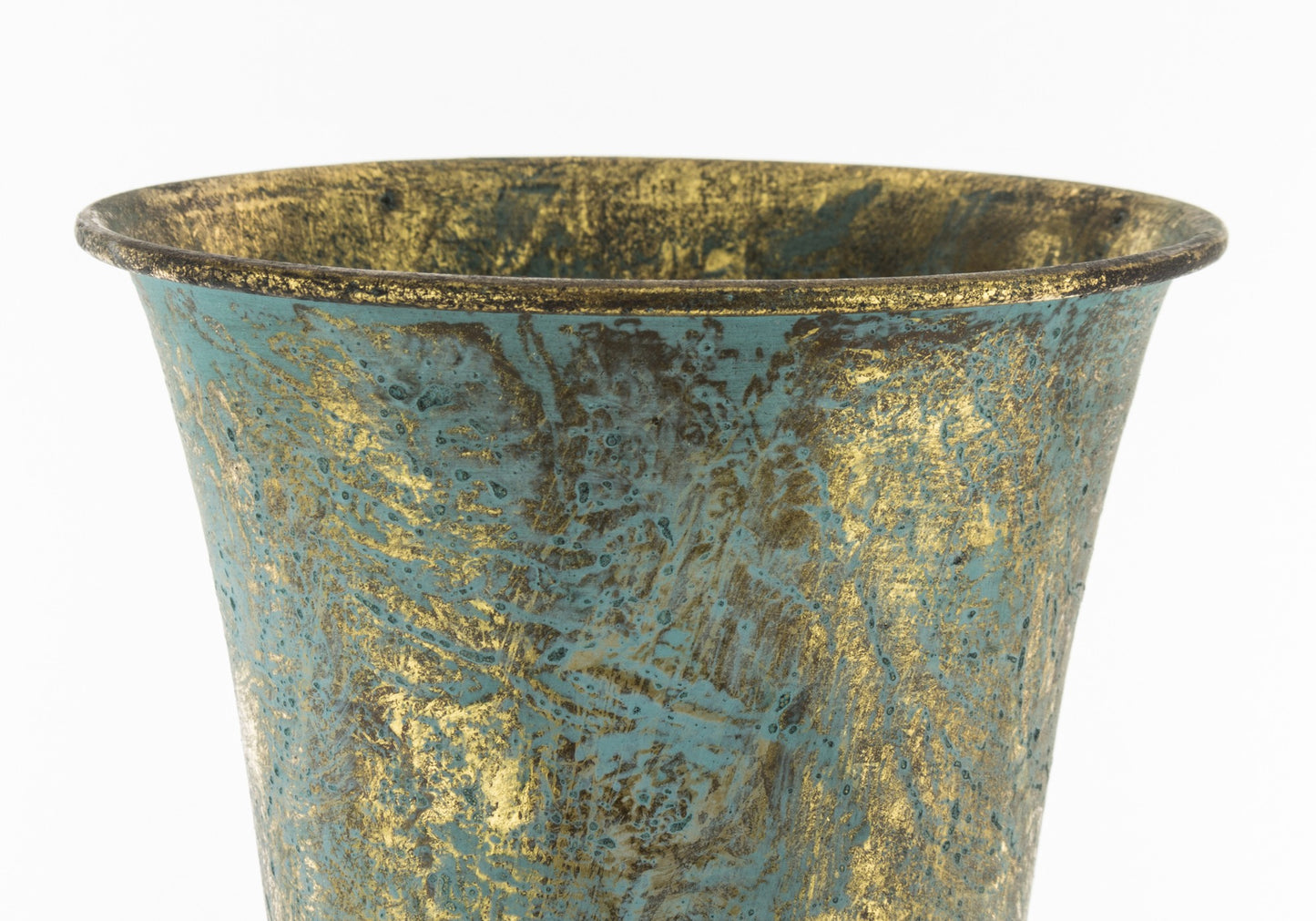 Wazon duży metalowy kielich złoty postarzany 17,5 x 75cm indyjski
