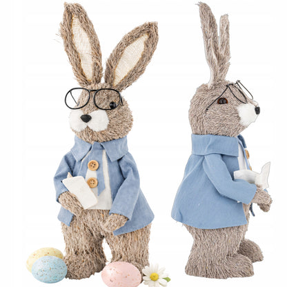 Figurka Królik Wielkanocny 35 cm Dekoracja Świąteczna Zając z Okularami