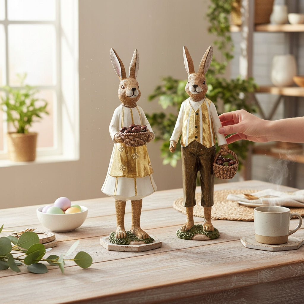 2szt zestaw figurek Pan i Pani Królik figurka wielkanocna zajączek zające