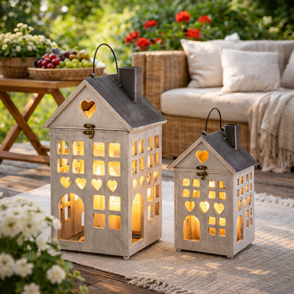 Zestaw Lampionów 2szt. Lampion XXL 48 cm świecznik duży komplet domek