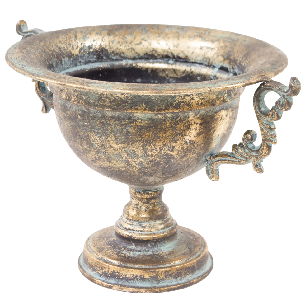 Osłonka dekoracyjna złoto-czarna vintage 34 cm Wazon metalowy na kwiaty