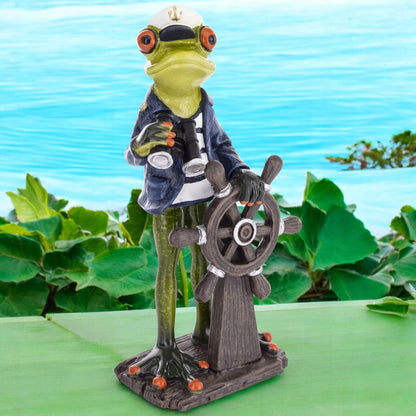 Ozdobna Figurka 18x9x6,5cm - Żaba marynarz Kapitan żabka na morzu
