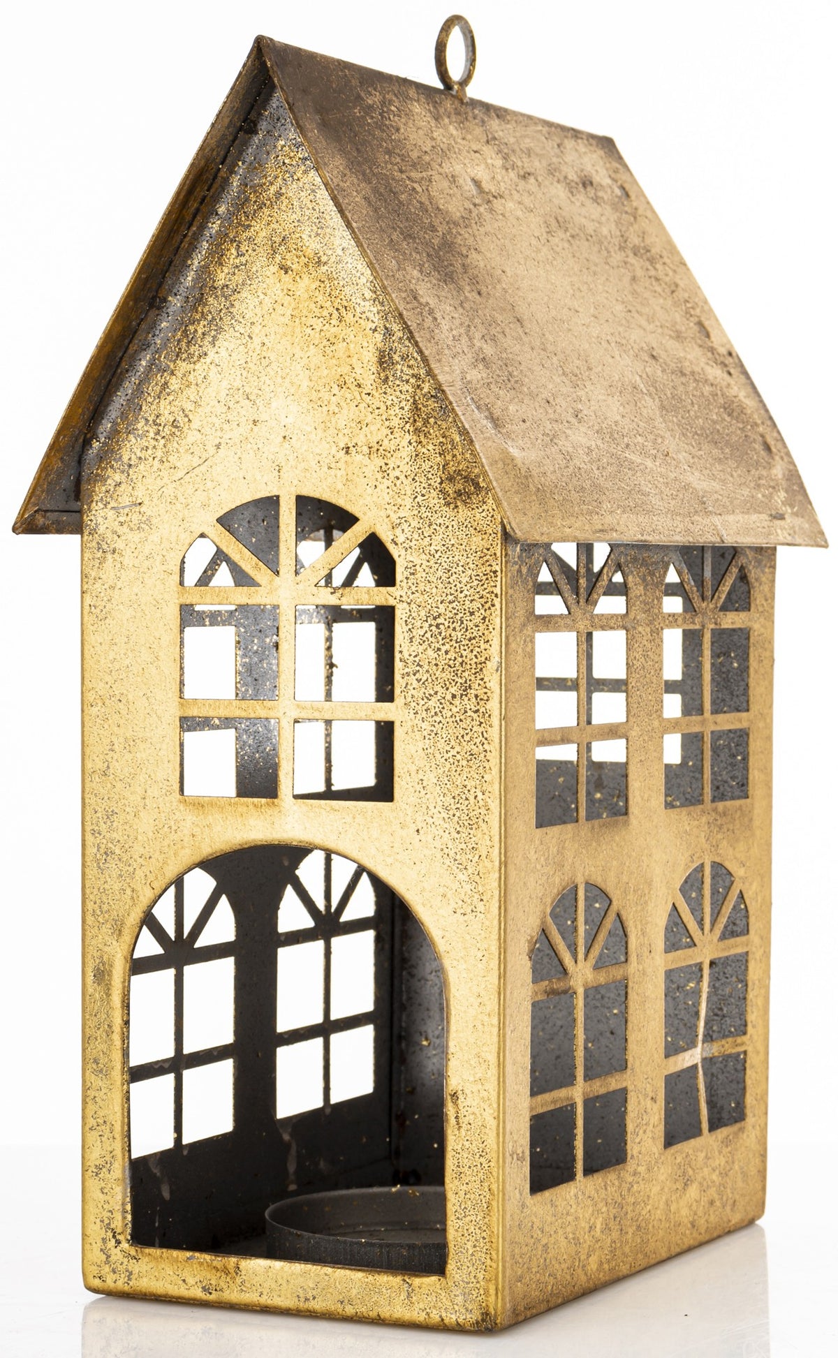 Figurka świąteczna Dekoracja Metalowa Domek złoty 27x11,5x18