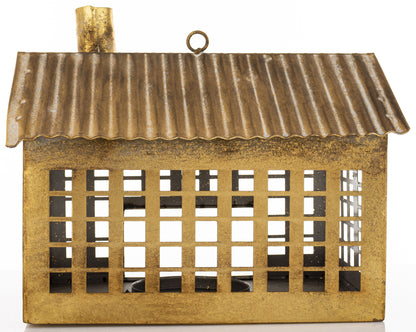 Figurka świąteczna Dekoracja Metalowa Domek złoty 23x27x20,5