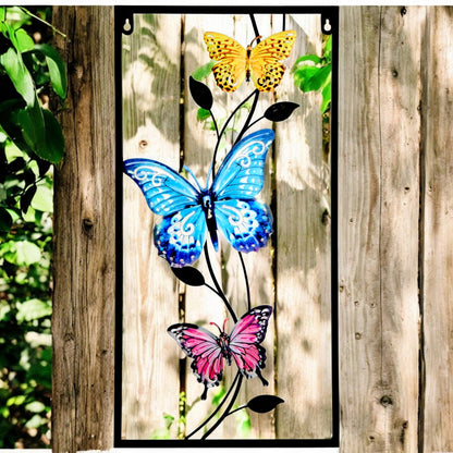 dekoracja ścienna metalowa motyle 57 x 29 cm ogrodowa obraz metalowy