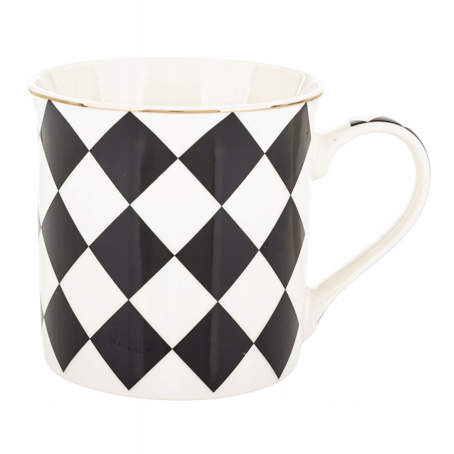 Kubek porcelanowy w pudełku na prezent czarno biały porcelana 380 ml