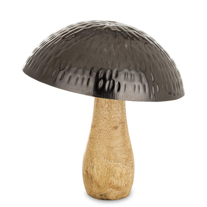 Figurka dekoracyjna grzyb drewniano-metalowa brązowo-złota 16x14x14 cm