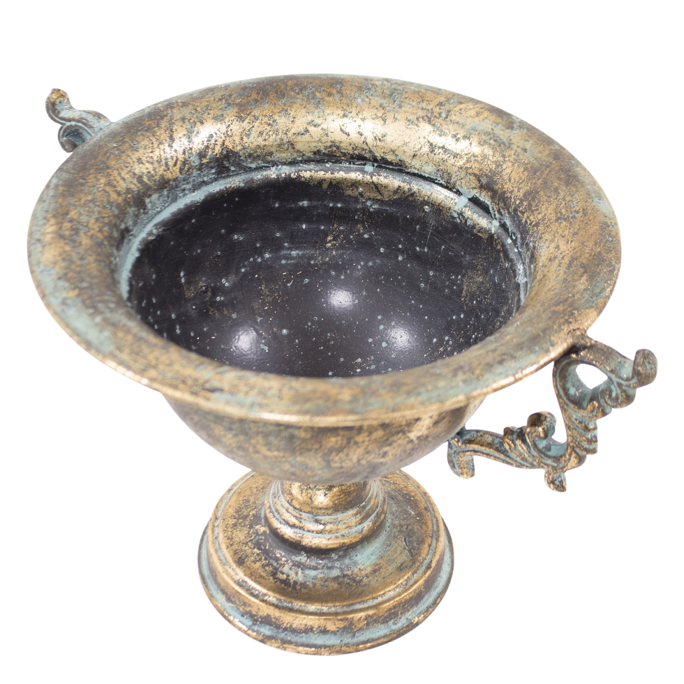 Osłonka dekoracyjna złoto-czarna vintage 34 cm Wazon metalowy na kwiaty