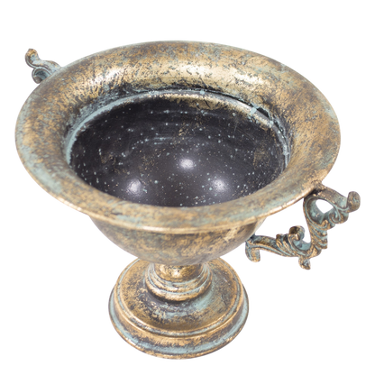 Osłonka dekoracyjna złoto-czarna vintage 34 cm Wazon metalowy na kwiaty