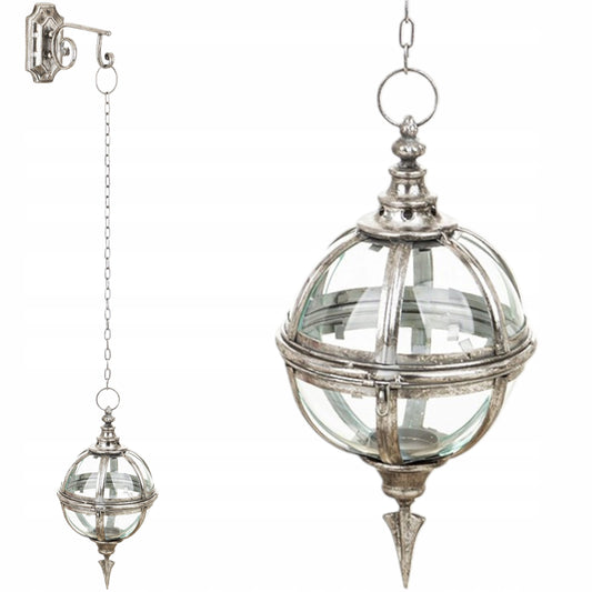 Lampion wiszący India House kula metalowo-szklany 119 cm dekoracja vintage