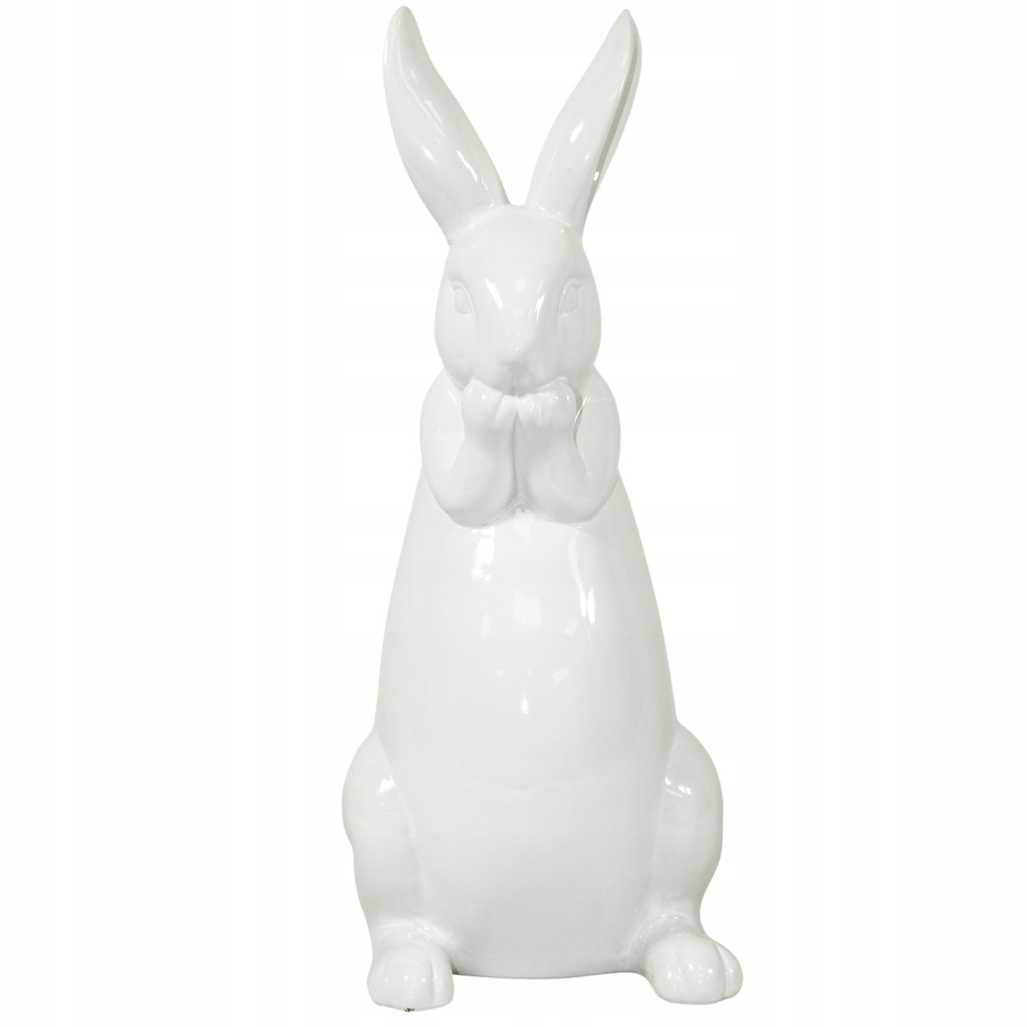 Figurka zajac ceramiczny bialy dekoracja wielkanocna ozdoba dom 39cm królik
