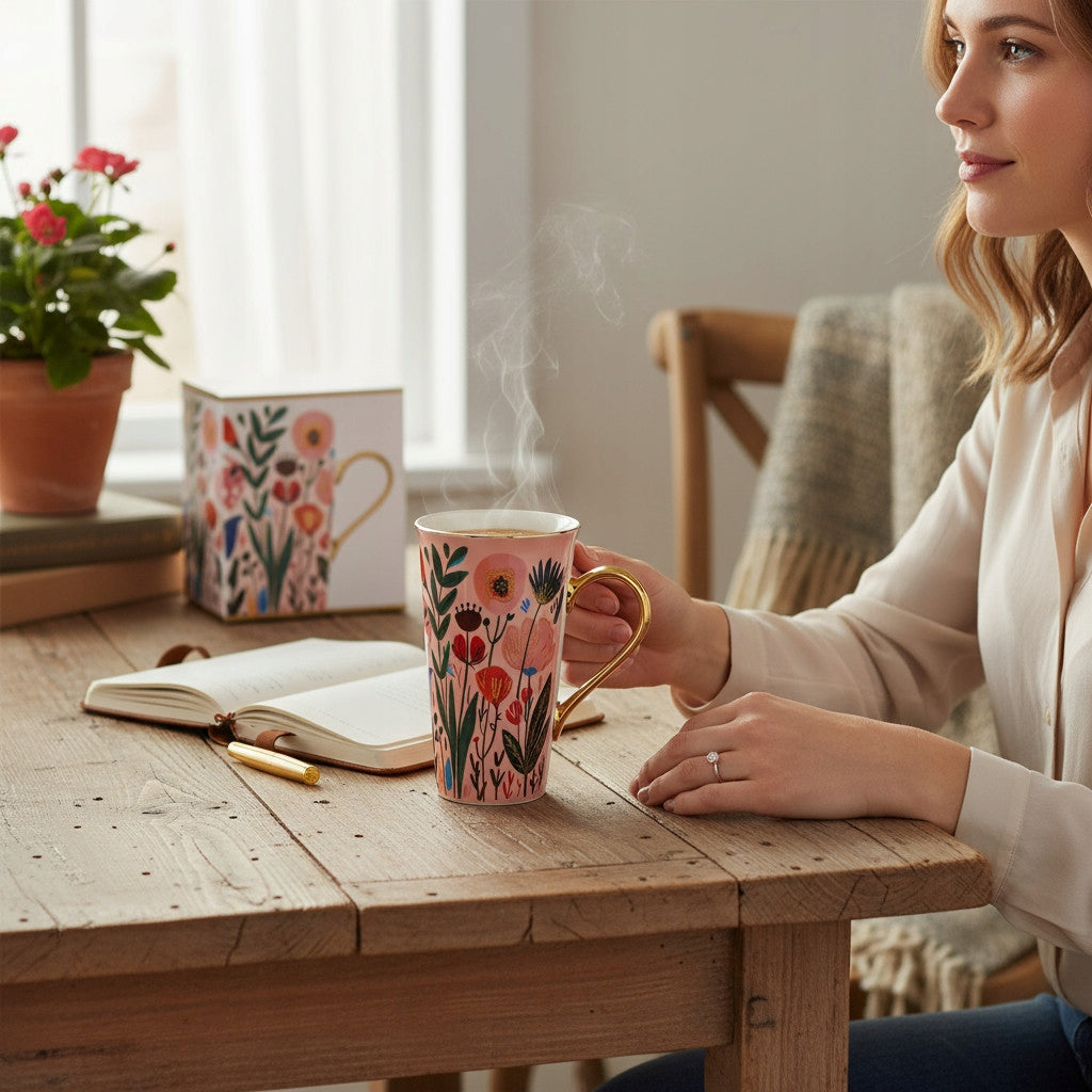 Porcelanowy Duży ozdobny kubek XXL w pudełku na prezent 700ml