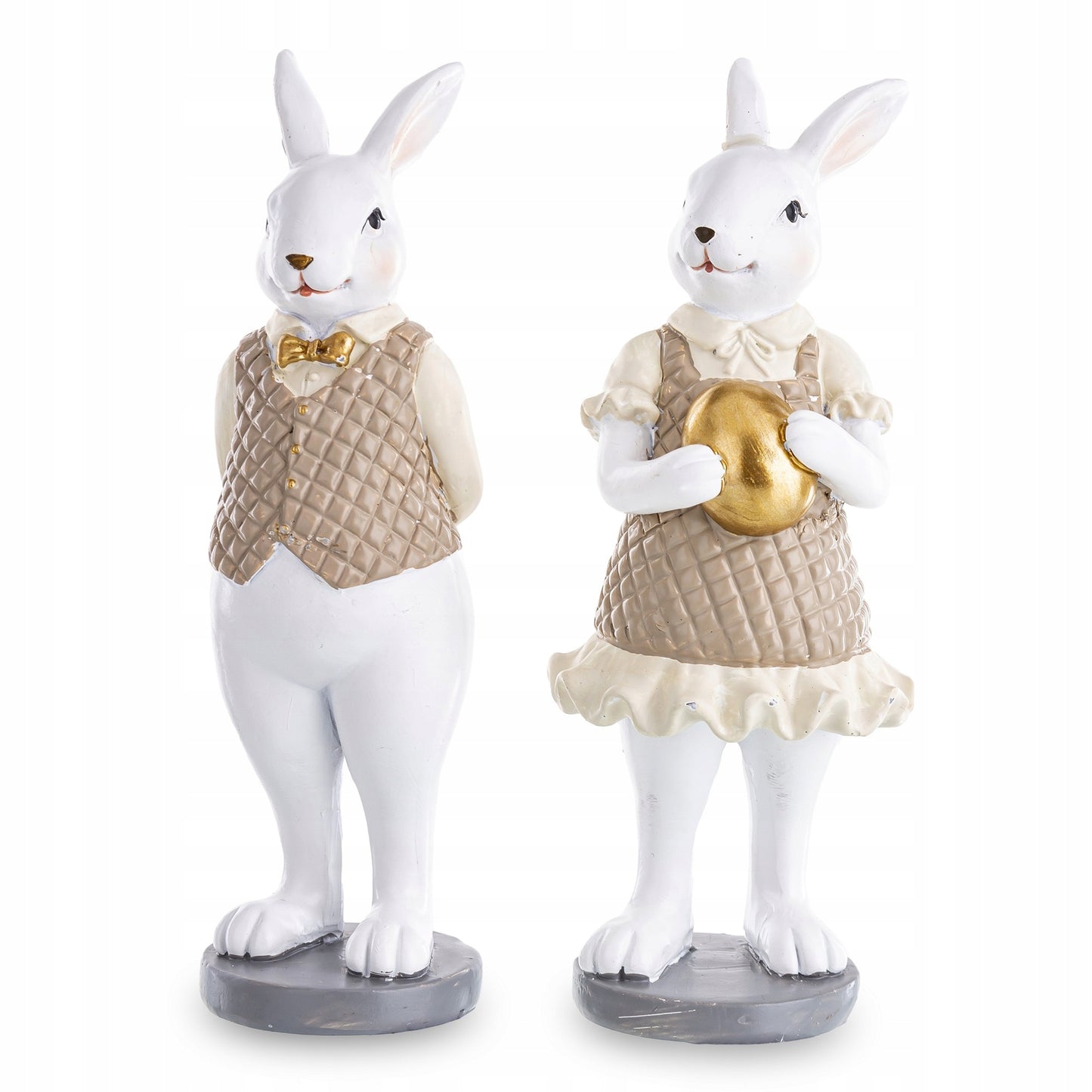 2 x Figurka wielkanocna królik Pan i Pani zając wielkanocny stroik koszyk