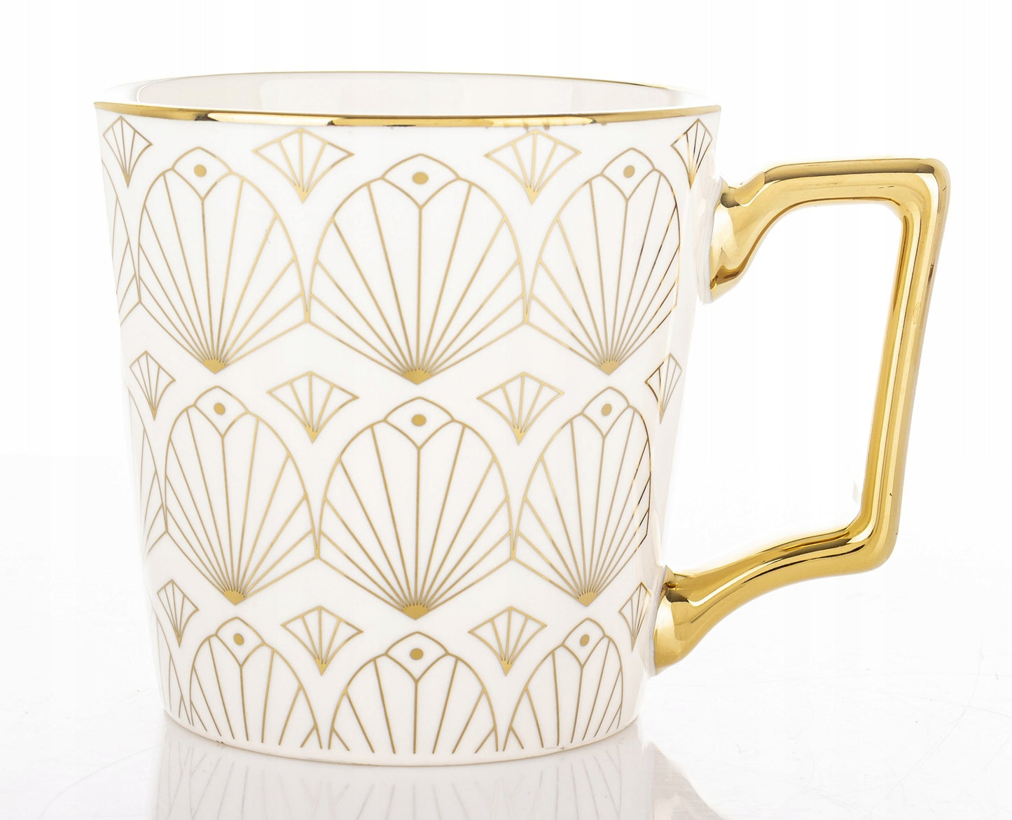 Porcelanowy Kubek elegancki złote ucho 310ml na prezent kawa herbata