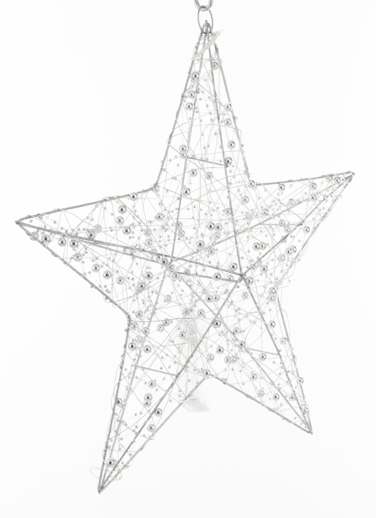 Ozdoba gwiazda LED metalowa srebrna 40x40x9 cm