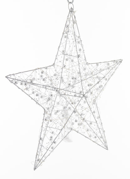 Ozdoba gwiazda LED metalowa srebrna 40x40x9 cm