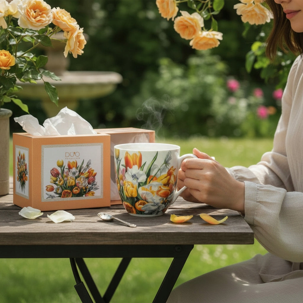 Kubek porcelanowy Mega duży XXL w pudełku 1000ml na prezent tulipany kwiaty