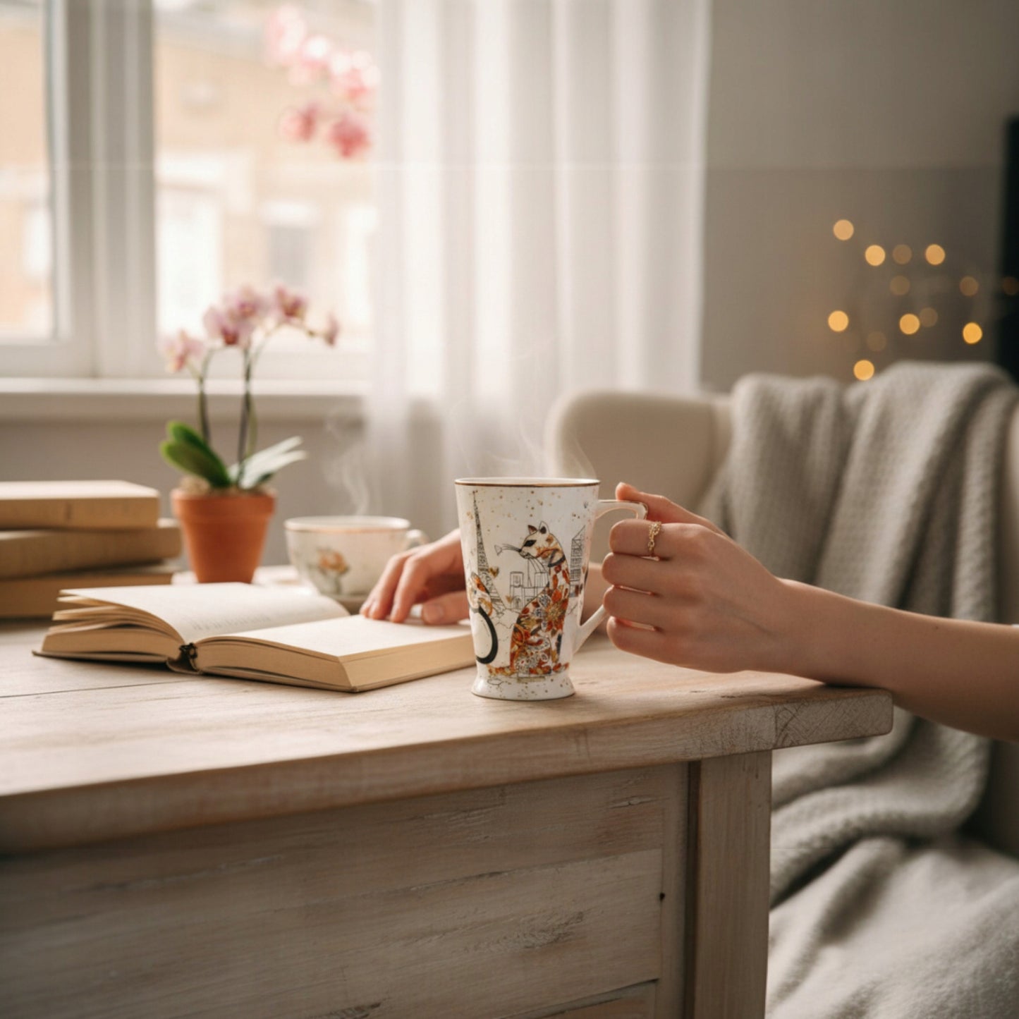 Kubek porcelanowy KOT 500ml kotek pudełko duzy kubeczek na prezent