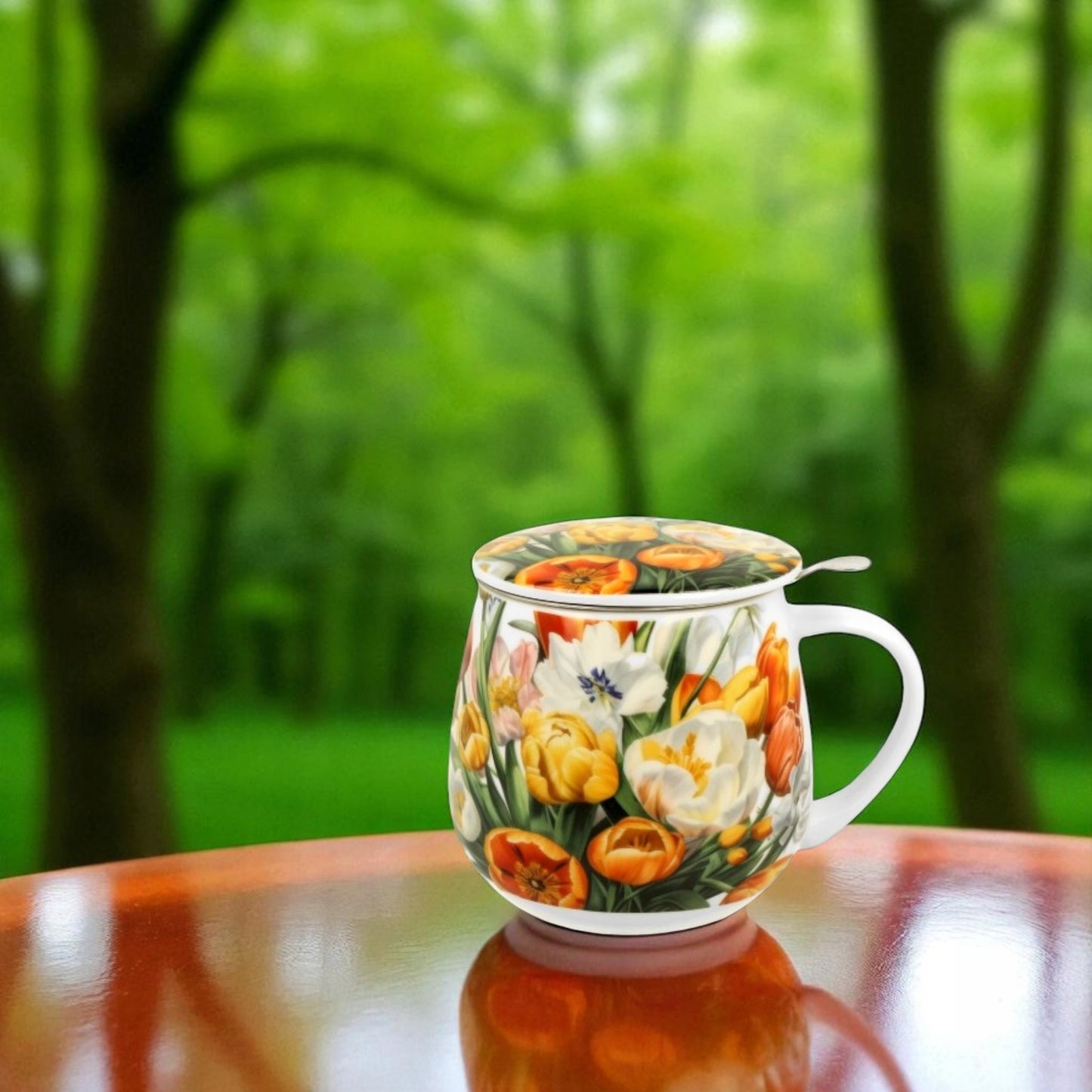 Kubek zaparzacz baryłka w pudełku porcelana 430 ml na prezent