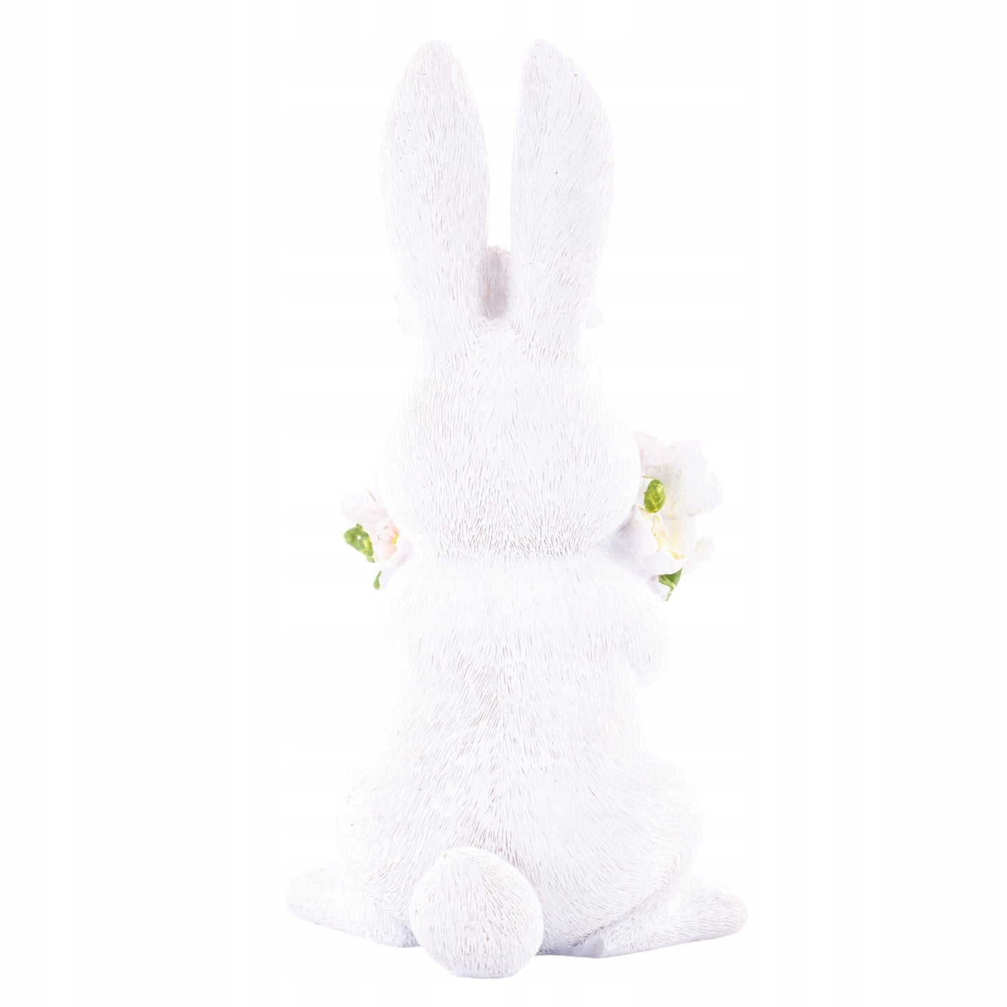 Figurka królik biały zajączek wielkanocny z kwiatami wiosenny 22 cm