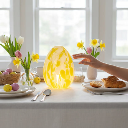 Szklane jajo lampion pisanka LED XXL żółte białe wielkanocna figurka