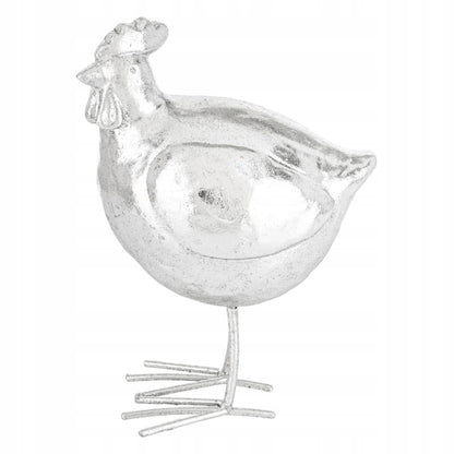 figurka wielkanocna kura srebrna kurka 16 cm