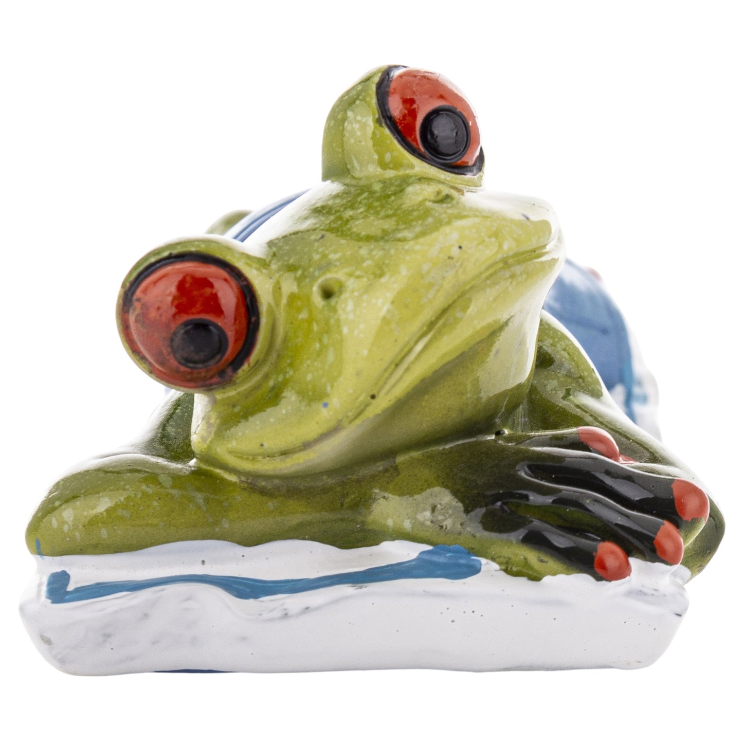 FIGURKA ŻABA PLAŻOWICZ 5x18x6cm żabka na wakacjach plaży opala się